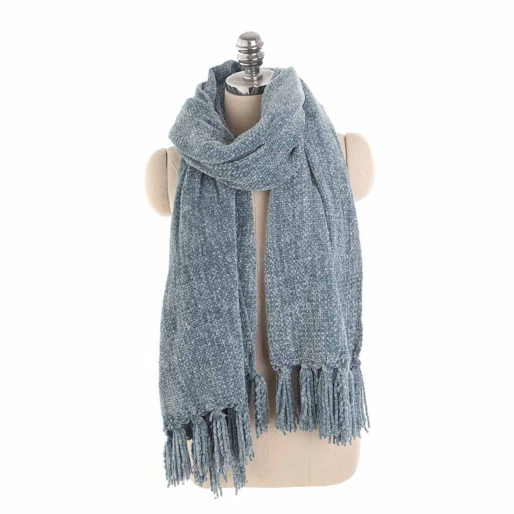 Новые зимние элегантные шарф из синели Для женщин Брендовая дизайнерская обувь мягкие удобные модное одеяло платки и палантины с Ленточки