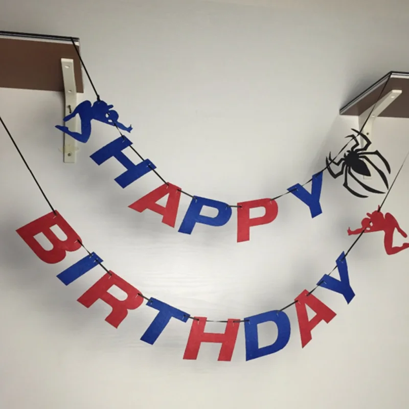 

1 Set Cute Spiderman Superhero 3 Meter rope Felt Banner Flag Birthday Party Decoration Bunting supply