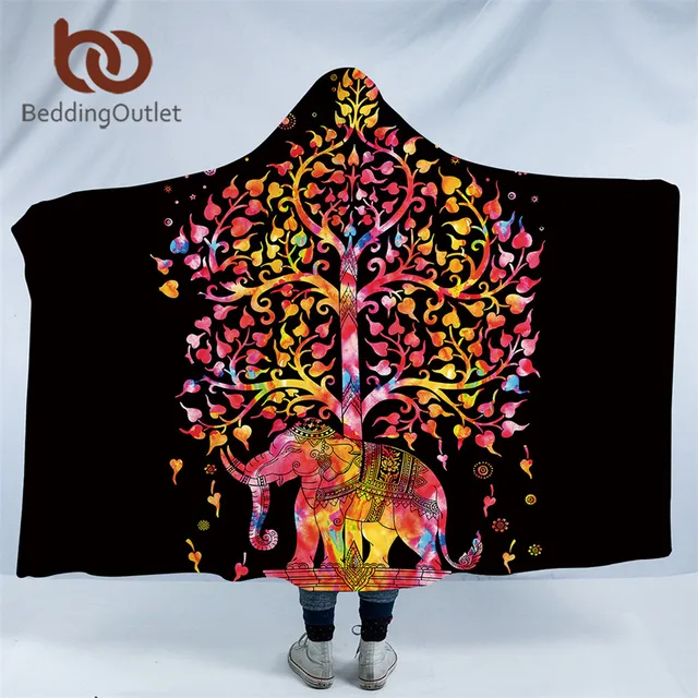 BeddingOutlet Colorful Bohemian Hooded Blanket Indian Elephant Cool Colorful Throw Blankets BeddingOutlet Colorful Bohemian Hooded Blanket Indian Elephant Cool Colorful Throw Blankets