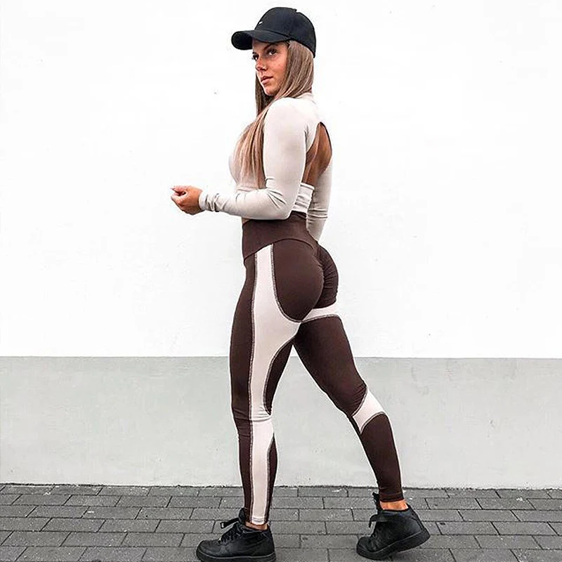 Женские Штаны Для Йоги SALSPOR спортивные Леггинсы контрастных цветов для спортзала