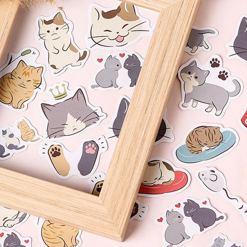 45 шт./кор. милые кошки мультфильм животное Клейкая Бумажная Наклейка для
