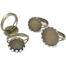 

10pcs 10mm 12mm 14mm 16mm 18mm 20mm Antique Bronze Ring Setting Base Blank Jewelry Finding Lace Tray for Glass Cabochon