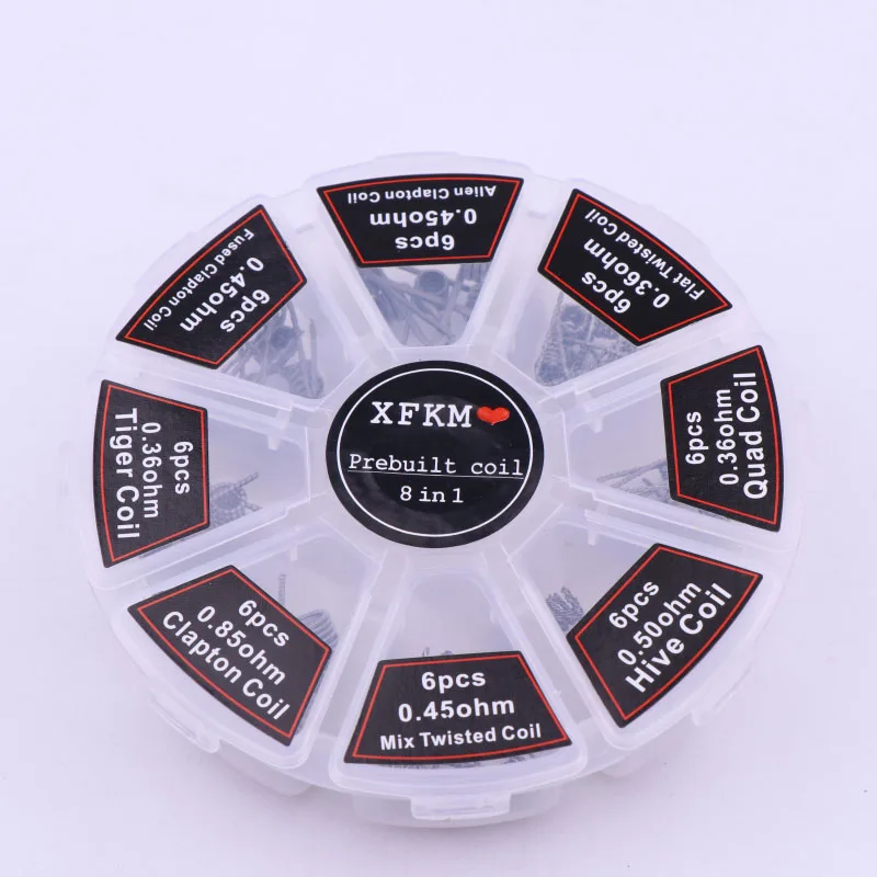 XFKM 8 в 1 готовая катушка Clapton Tiger Hive Quad Flat twisted Mix Fused Alien clapton для вейпа Demon DIY|twisted coil|diy