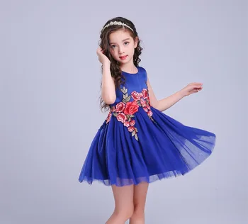 

2019 Summer Lace Flowers girls dress Beach sleeveless dresses for girls princess dress For Weddings Fashion dress elegant
