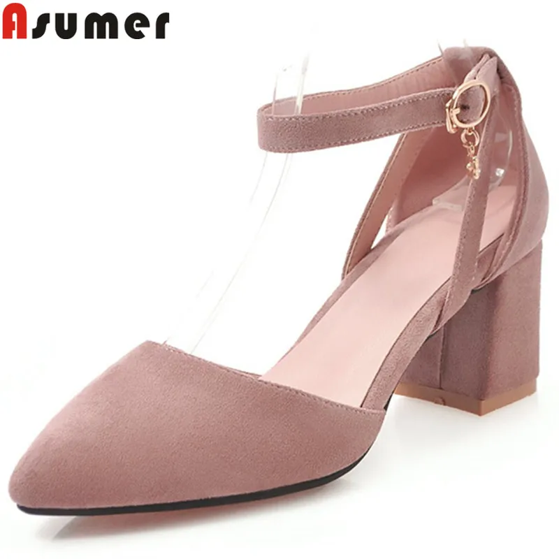

ASUMER large size 34-45 fashion summer new shoes woman pointed toe buckle pumps women elegant prom wedding high heels shoes