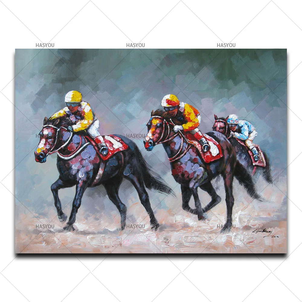سباق الخيل الصور اللوحة مرسومة باليد ديكور المنزل ل غرفة المعيشة قماش النفط الطلاء جدار فن زخرفة المنزل سباق الخيل الصور اللوحة مرسومة باليد ديكور المنزل ل غرفة المعيشة قماش النفط الطلاء جدار فن زخرفة المنزل