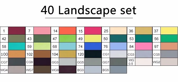 Toufive 40 цветов маркер ручка анимация дизайн Манга краска эскиз маркеры Рисование растворимый ручка мультфильм Граффити искусство маркеры ручки - Цвет: 40 Landscape set