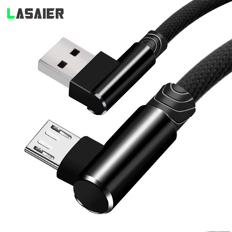 Micro USB Cable 2A Fast Charging Charger USB Cord 90 degree Right Angle elbow Nylon Braided Data Cables for Xiaomi Android Phone