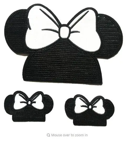 

DD 3Pieces/set Sequined Bow Mickey Sew on Patches for Clothing Bags Sequins Embroidery Appliques Patch Sewing DIY Decoration