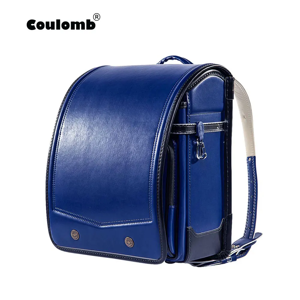baratas Coulomb Randoseru Kid PU Sólida Saco Mochila de Alta Qualidade da Marca das Crianças Para O Menino Crianças Escola Saco Mochila Japão 2018