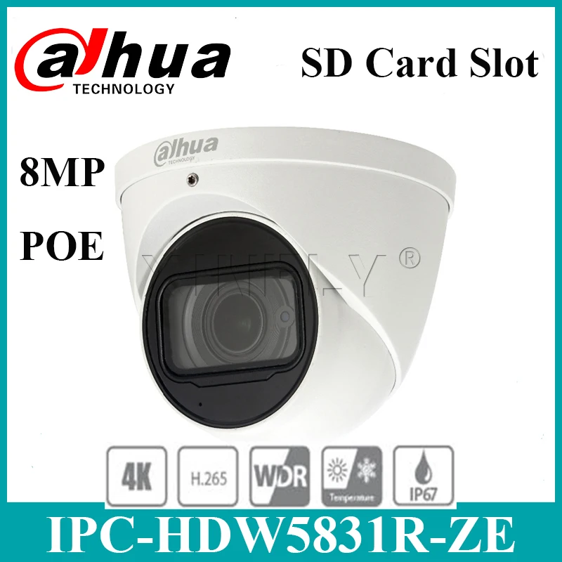 Dahua IPC-HDW5831R-ZE 4 K 8MP глазного яблока сети Камера POE Моторизованный объектив ИК IP67 SD