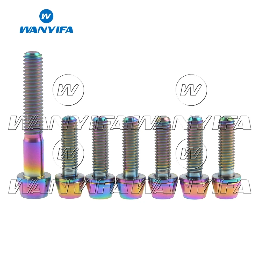 

Wanyifa 6pcs M5X18mm with Washers Bicycle Bolts &1pcs M6X35mm Titanium Ti Taper Head Bike Headset Caps Bicycle Screws