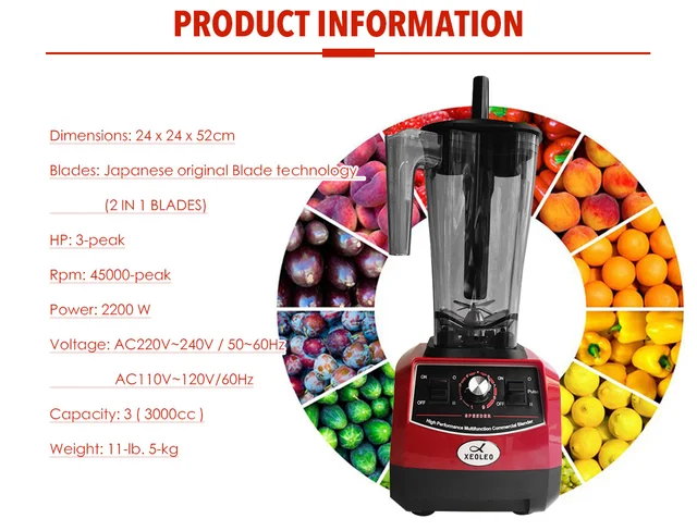 3hp Commercial Blender 2238w Heavy Duty Professional Blender Free Shipping  100% Guaranteed No. 1 Quality In The World - Blenders - AliExpress