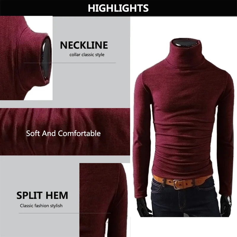 8 Colors Brand Autumn Knitted Sweater Men Black Knitwear Casual Winter Male High Collar Polo Sweter Pull Pullover Sweaters