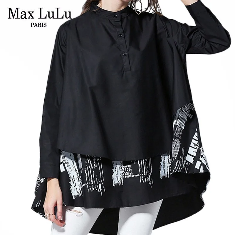 

Max LuLu Autumn 2019 Fashion Korean Designer Ladies Long Clothes Womens Cotton Tops And Blouses Vintage Oversized Printed Shirts