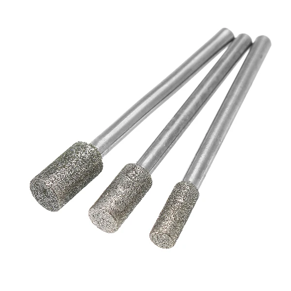 

3pcs 80 Grit 3mm Shank Diamond Burr Grinding Head Rotary Tool Accessory for Electric Grinder Engraving Machine Hanging Mill