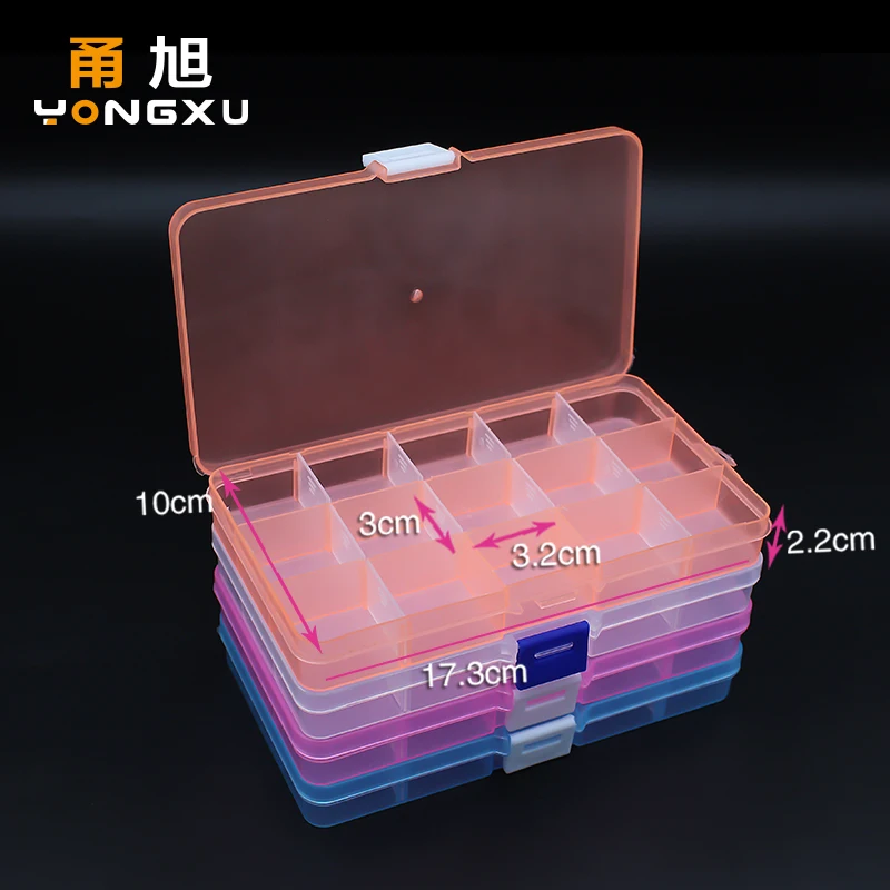 

15 Grids Plastic Box Adjustable Jewelry Box Beads Pills Nail Art Storage Box Organizer for the office housekeeping organization