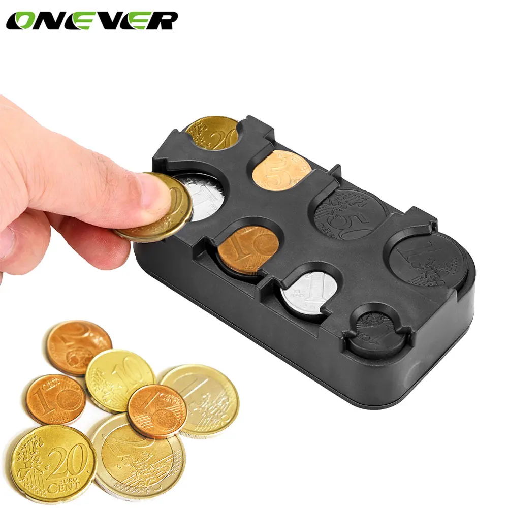 

Onever Plastic 8 Grid Car Coin Holder Case For Euro Coins Money Coin Organizer Container Storage Box Dispenser Stowing Tidying