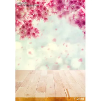

bokeh pink floral flower faux vintage hard wood backdrops Vinyl cloth High quality Computer print wall Background