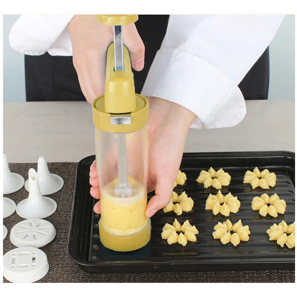 

YIBO Baking Pastry Tools Cookie Mold Press Gun 16 Flower Mold+6 Nozzle Pastry Tips Biscuit Cutter DIY Cake Cookie Making Machine