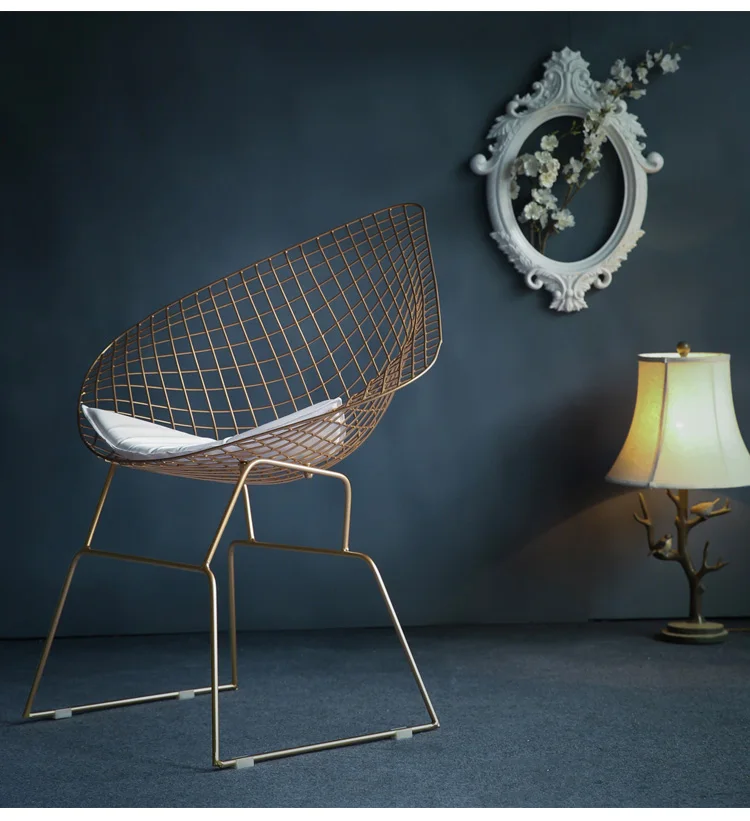Пустой железный стул с проволокой креативная индивидуальность обеденный стул Скандинавский современный минималистичный универсальное кресло дизайнерский стул золотой