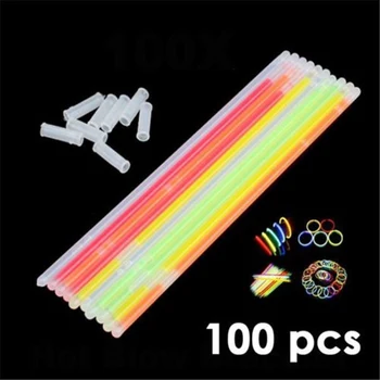 

100 Pcs 20 cm Mix Colors Glow Sticks Colorful Light Stick Party Fluorescent Necklace Bracelet Event Festival Concert Supplies