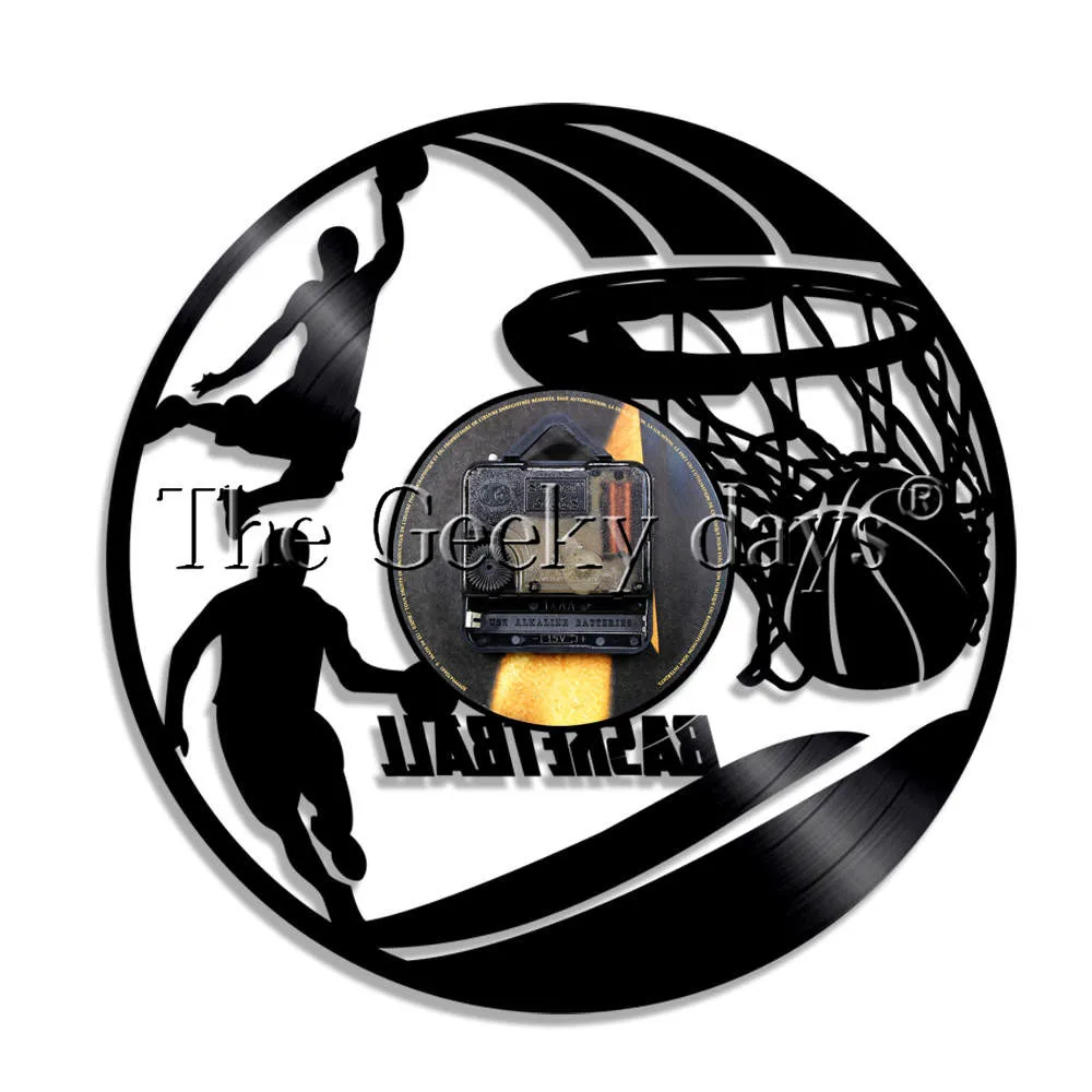 Баскетбольный Вентилятор настенные часы от Upcycled виниловая пластина Slam Dunk LP