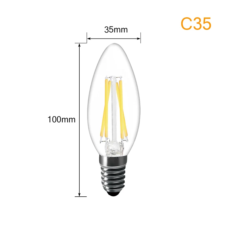 C35 A60 G45 Ретро Античная Стекло Edison накаливания свет E14 светодио дный лампы винт светодио дный лампа E27 Стекло лампы источник света лампы 360 градусов