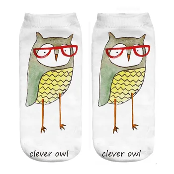 

Cartoon funny owl pattern 3D woman and girl's printing socks Dropshipping