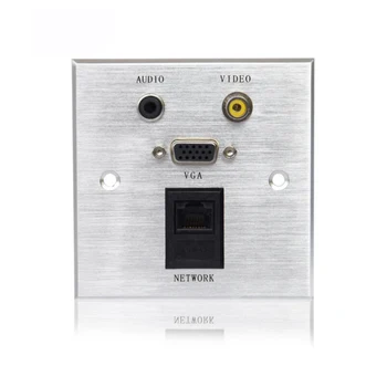 

High Quality AC100-240V Wall Outlet with Audio,Video, VGA, Network, Aluminum Alloy Panel Electric Socket for Hotel Office