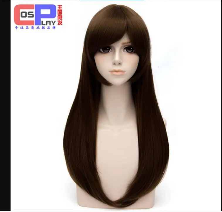 

VEVEFHAUNG Game OW DVA D.va Copslay Costume Brown Colour Hana song Wig Peruca DVA Cosplay Long Women 65 cm Wigs