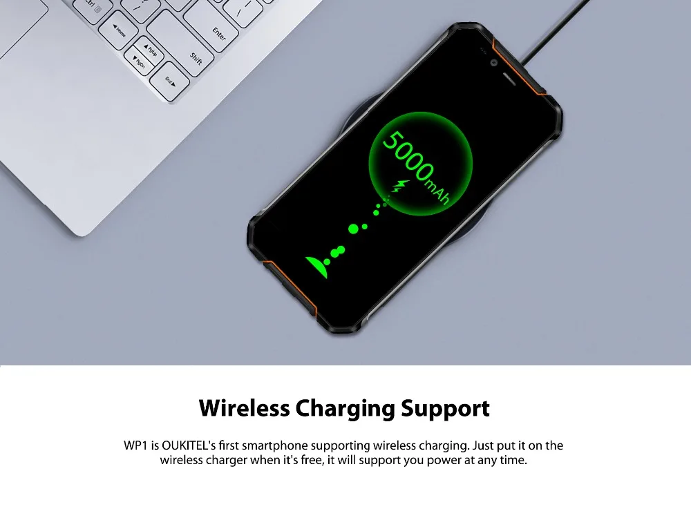 OUKITEL WP1 IP68 Waterproof Android 8.1 Smartphone 5.5'' FHD Octa Core 4GB RAM 64GB ROM Wireless Charging Dual SIM Mobile Phone