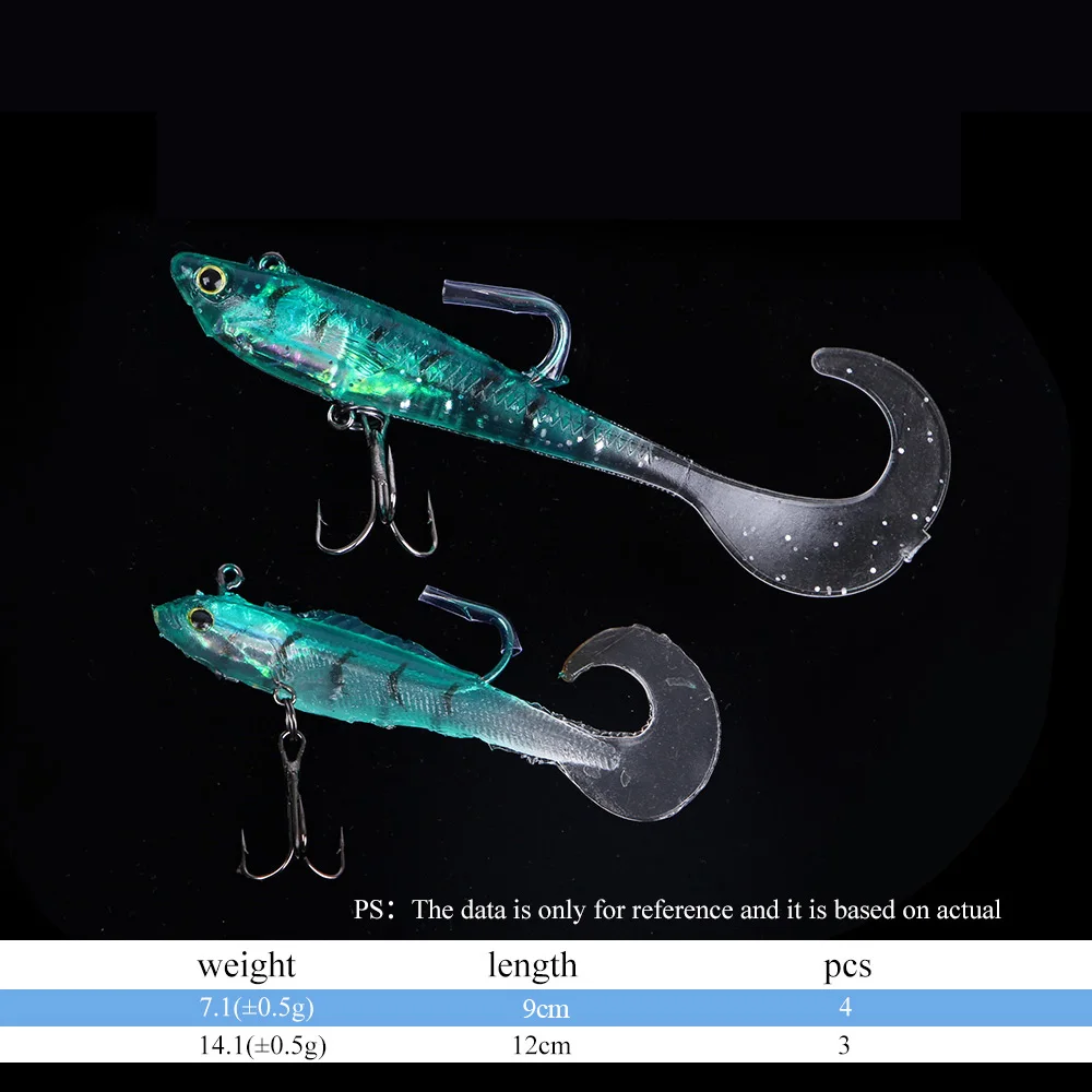3D глазами, свинец приманки для ловли рыбы, 3/4 шт. с хвостом для рыбалки, мягкие блесны на удочку одинарный крючок наживки, искусственная наживка блесна воблеры Резина 9 см/10 см