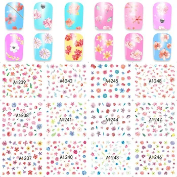 ZKO 12 Designs/Set Nail Art Water Sticker Elegant Flower Designs Nail Decals Polish Gel DIY Beauty A1273-1284