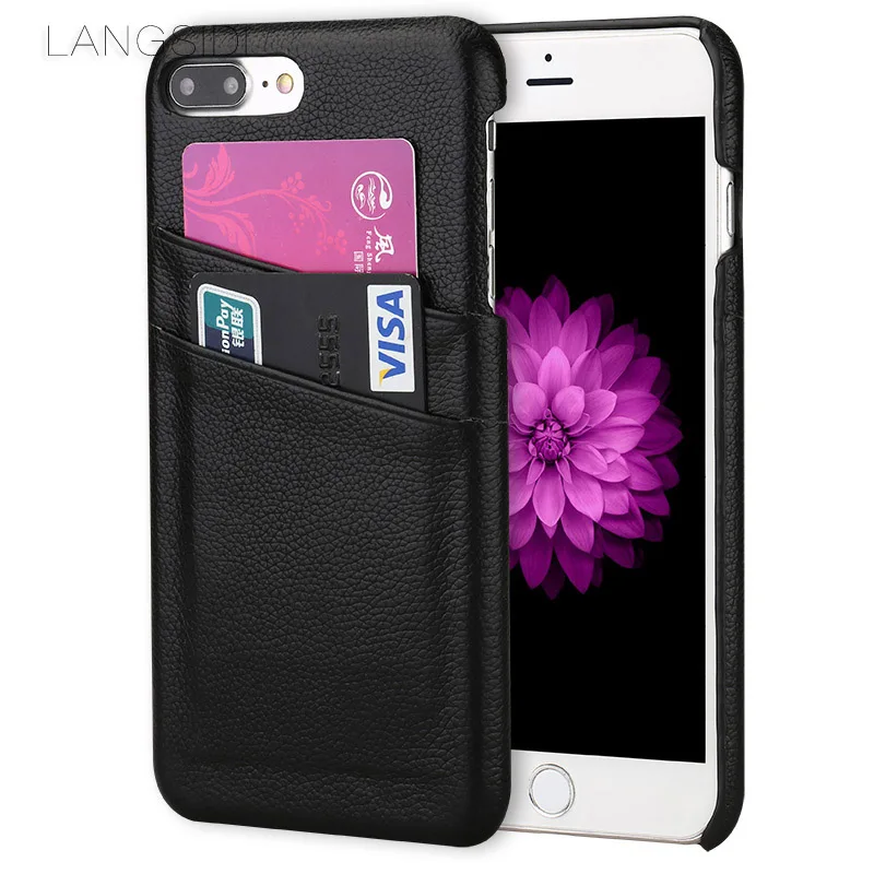 

Wangcangli brand mobile phone case double card small litchi back cover case phone case for iphone X handmade custom processing