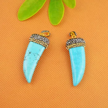 

Fashion 5Pcs Blue Howlite Stones Stone With Shiny Rhinestone Crystal Dagger Charms Pendants For Necklace Jewelry Making