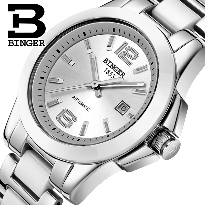 Switzerland luxury brand BINGER Mechanical Wristwatches Ceramic font b women s b font font b watches