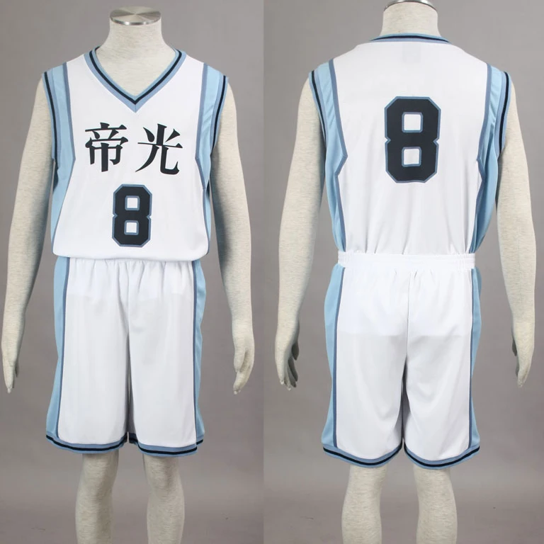 

Kuroko no Basuke Basket TEIKO 2nd white school basketball suit mens uniforms boys sport clothes No.8 Kise Ryota cosplay costume