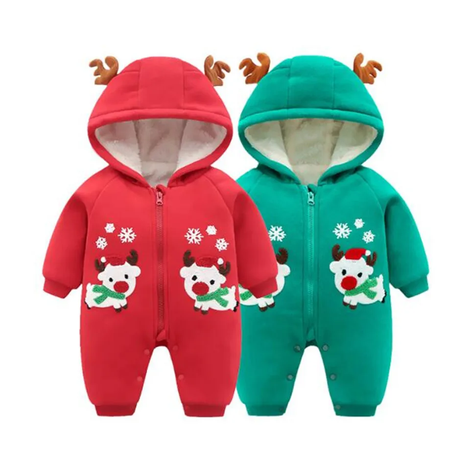 baby Rompers Hooded and fleece romper suit baby clothes jumpsuit