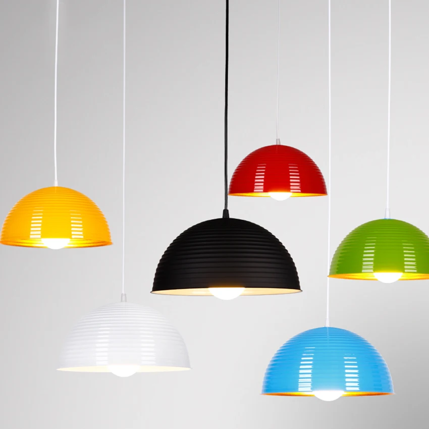 

Modern LED Pendant Lights Lighting Metal Semicircle Loft Pendant Lamp Dining Room Bar Cafe Kitchen Fixtures Home Decor Luminaire
