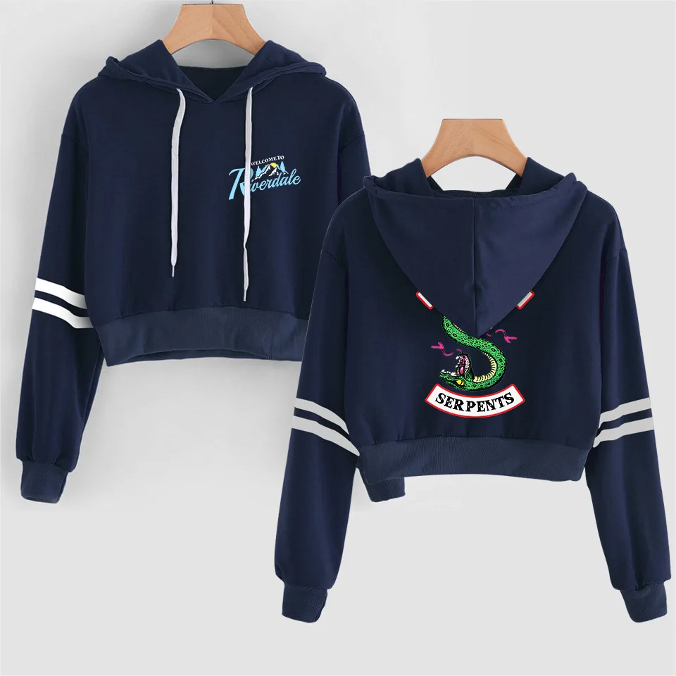 "South Side serpents" ривердейл укороченные топы; пуловеры для маленьких детей SouthSide свитер с капюшоном Для женщин и девочек Harajuku с коротким пуловеры