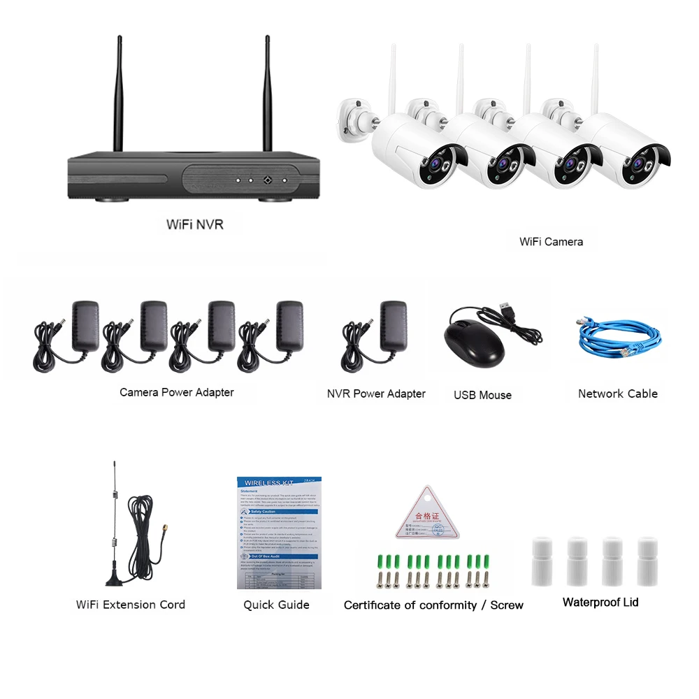 ZGWANG 1080P FULL HD 4CH NVR наборы 2MP CCTV камера система видео рекордер открытый ночное