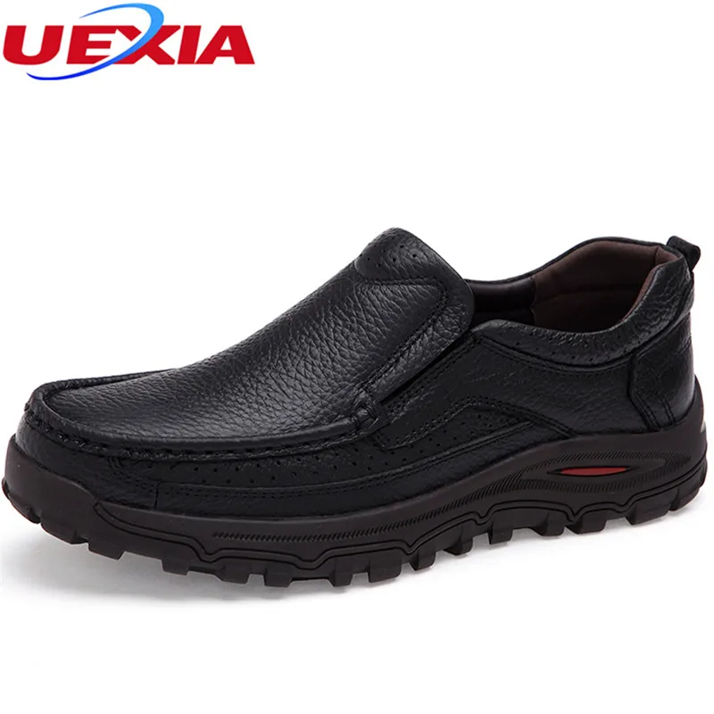 

UEXIA Brand Fashion Leather Fashion Men Shoes Handmade High Quality Men Flats Shoes Footwear Non-slip Thick Sole Big Sizes 38-48