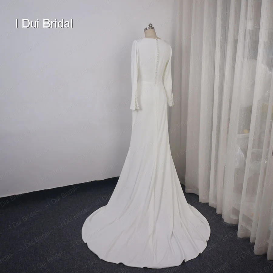 Спандекс атласное свадебное платье с длинным рукавом чисто свадебное платье высокого качества