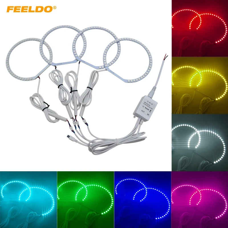 FEELDO 4x127.5мм Автомобильная RGB 5050SMD вспышка LED Ангельские Глазки Halo кольца дневные