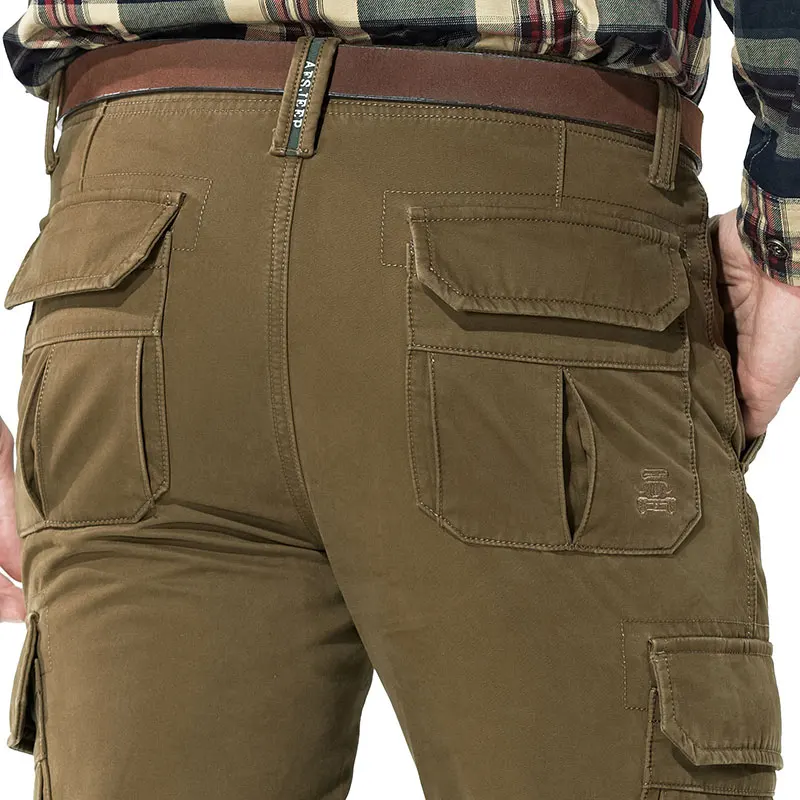 

30~44 2017 New Autumn Mens Plus Size Fleece Trousers Pants Cotton Casual Trousers Man Straight Formal Cargo Army Pantalones