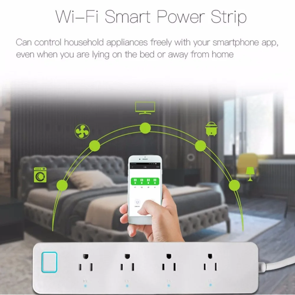 Продажа Интеллектное устройство передачи энергии Plug WI FI розетка WI FI болт заглушка отверстий синхронизации двигателя Мощность полосы 4 Порты отдель...