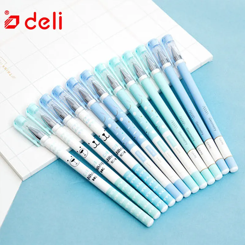 

Deli Kawaii Gel Pens Random Color Send Students Stationery 0.35mm Black Ink Writing Gel Pens 12/24pcs School & Office Supplies