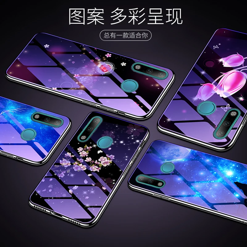 

Luxury Tempered Glass Case for Huawei P30 Pro Lite P20 Mate 20 Lite 10 Blue Ray Cover for Honor 7A Y7 Pro Y6 Prime 2018 Y9 2019