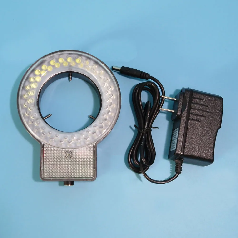 

60LED 4 Sections Stereo Microscope 10 Degree Adjustable Brightness Illuminator Ring Lamp Light